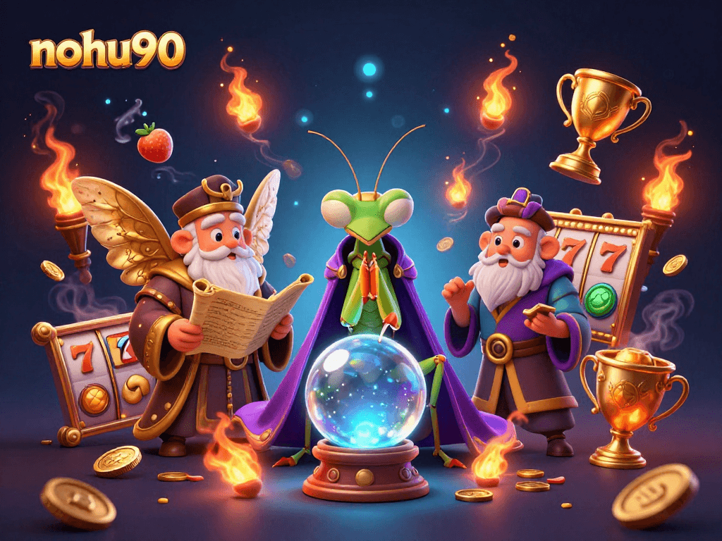 Experience big wins with nohu90 in this vibrant 3D slot gaming scene featuring dynamic characters and rich visuals.