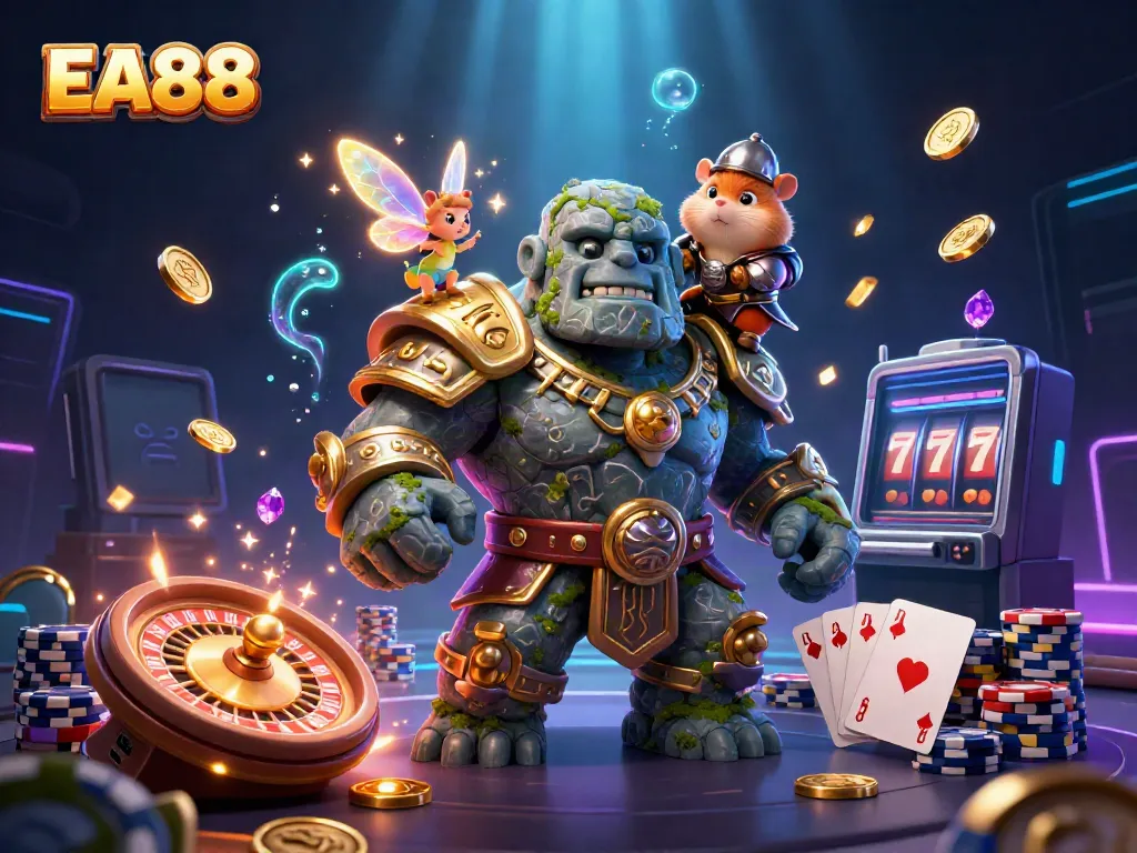 Experience the vibrant world of EA88 with dynamic characters and casino elements showcasing exciting gameplay.