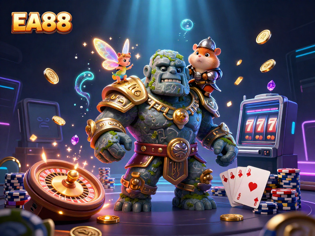Experience the vibrant world of EA88 with dynamic characters and casino elements showcasing exciting gameplay.