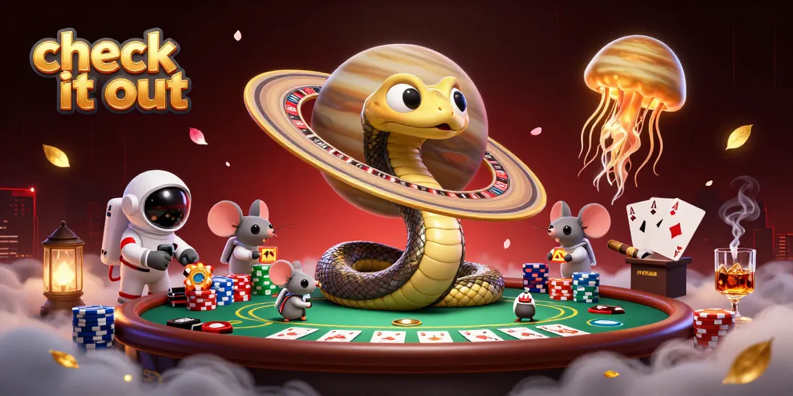 Check it out as astronaut mice bet on Saturn's roulette wheels in a vibrant cosmic casino scene.