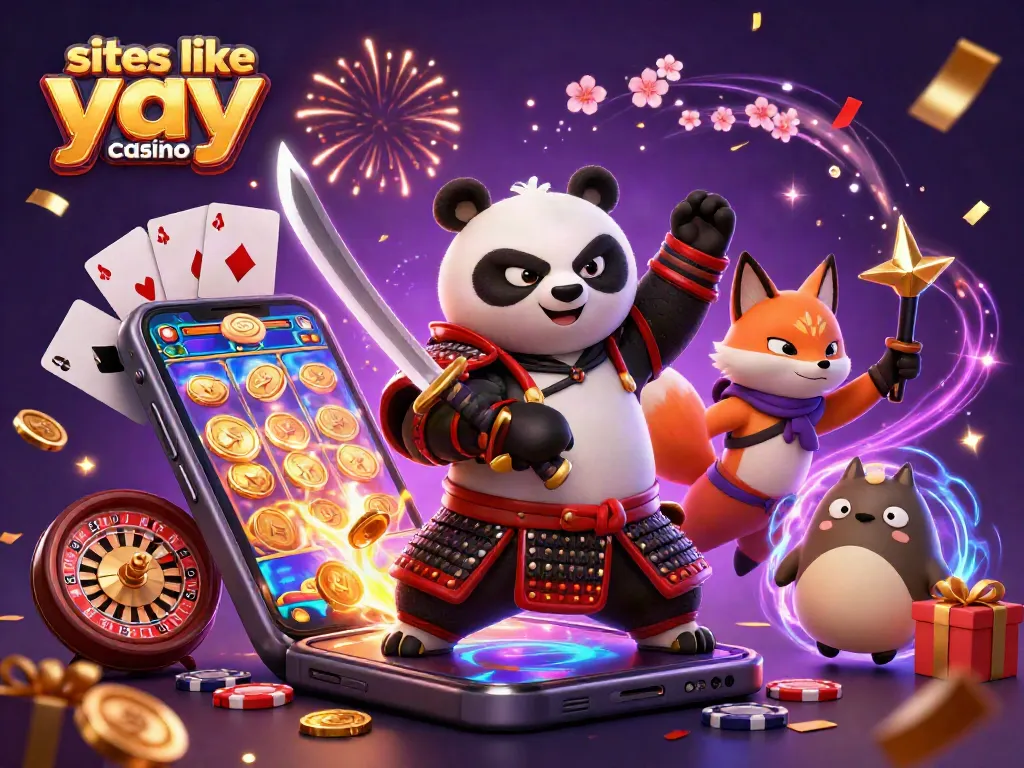 Experience thrilling gameplay at sites like yay casino with dynamic characters in a vibrant casino scene.