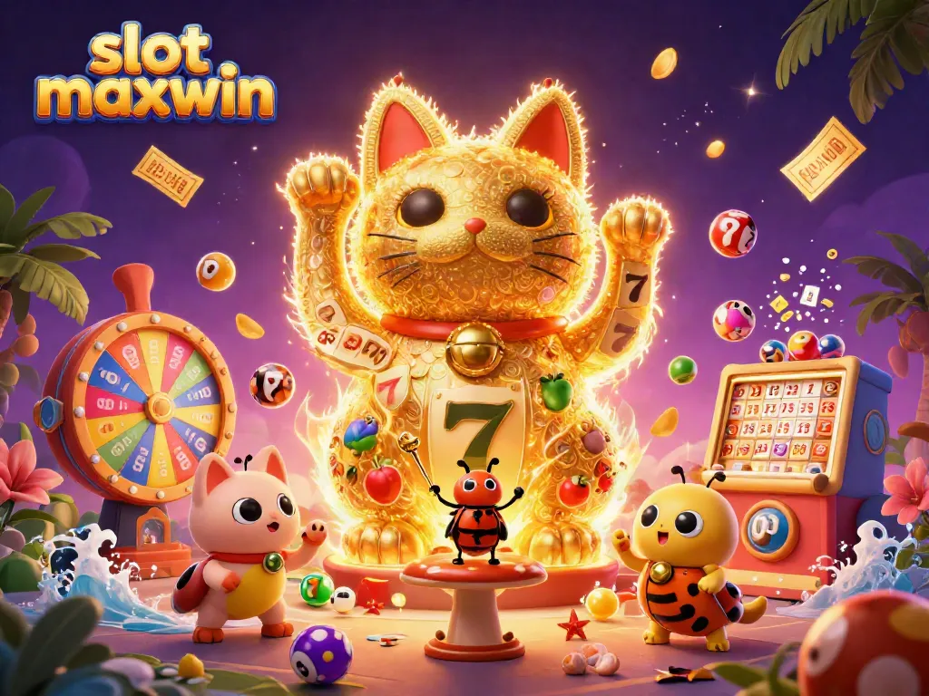 Experience slot maxwin's thrilling action with a colorful display of vibrant casino elements and characters.