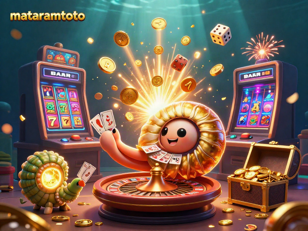Experience the excitement of mataramtoto with a vibrant 3D casino scene featuring exquisite gaming elements.