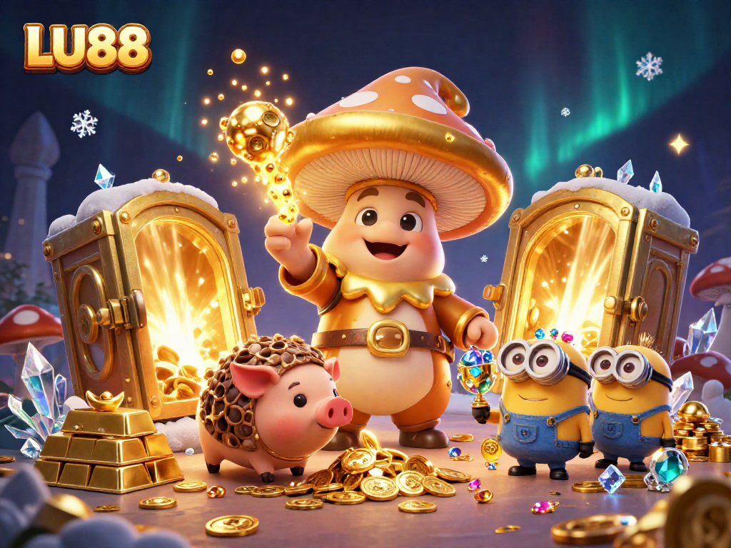 LU88 brings thrilling gaming adventures with vibrant magical characters and treasure in a lively casino setting.
