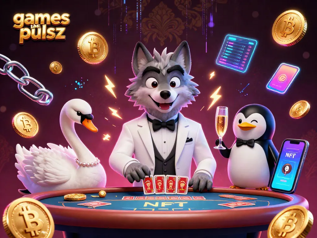 Win exciting prizes with games like pulsz in this vibrant casino scene featuring animated characters.