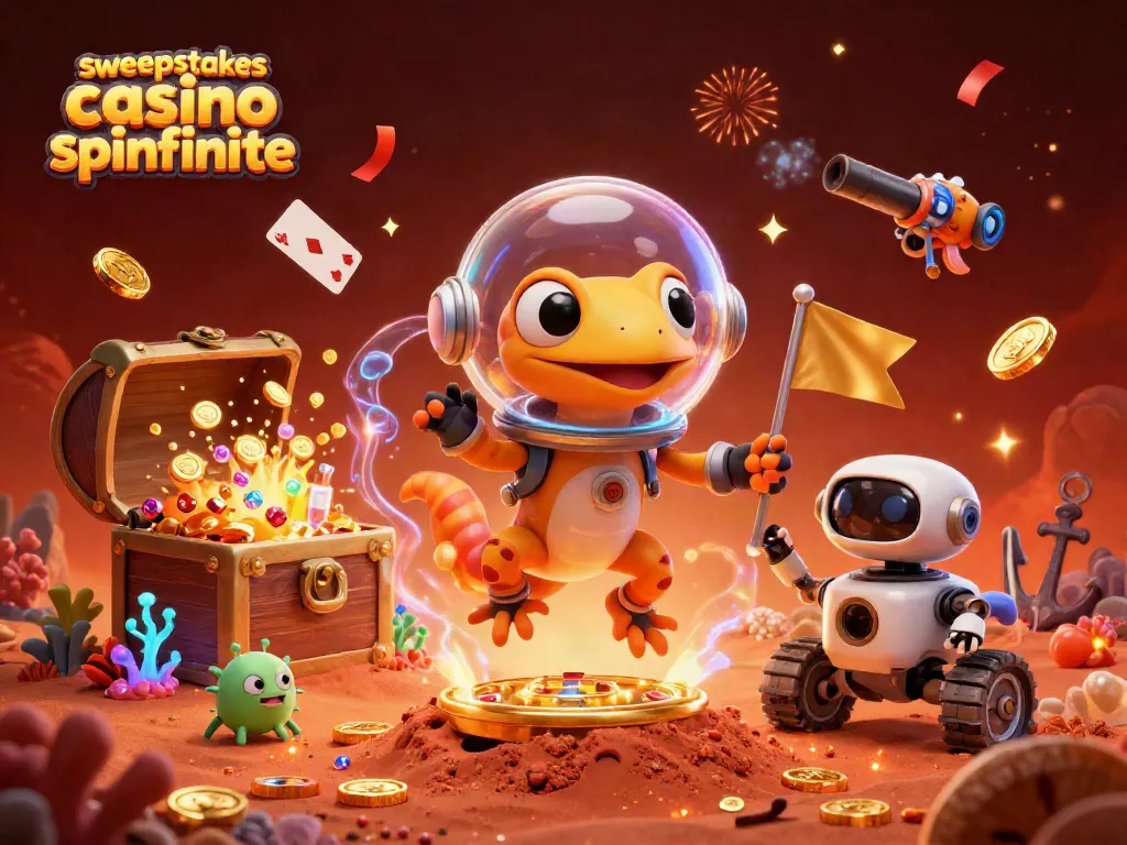Win big with the sweepstakes casino bonus spinfinite featuring a dynamic Martian scene.
