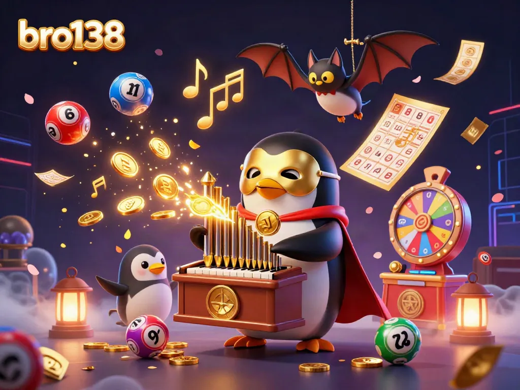 Experience thrilling gameplay at bro138 with the phantom penguin, golden coins, and vibrant lottery elements.