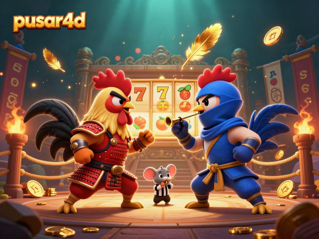 Experience dynamic gameplay with pusar4d's thrilling slot action featuring samurai and ninja roosters.