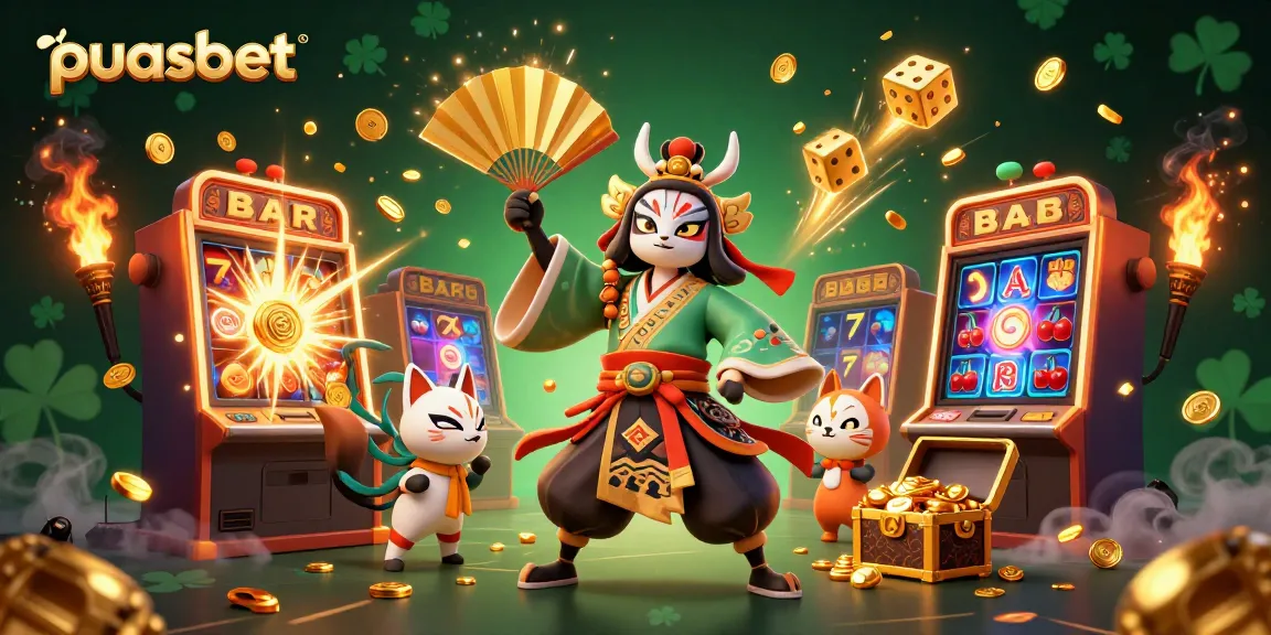 Puasbet menghadirkan aksi bermain slot dengan karakter kabuki di tengah suasana kasino menawan.