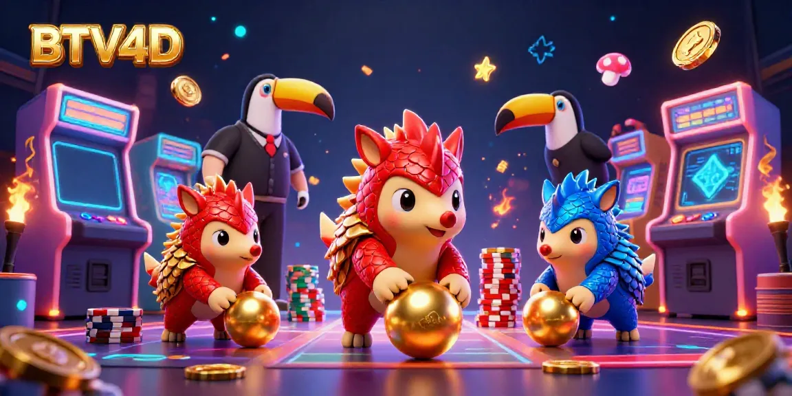 Gulung bola emas dalam permainan, pangolin rival BTV4D tanding poker di kasino.