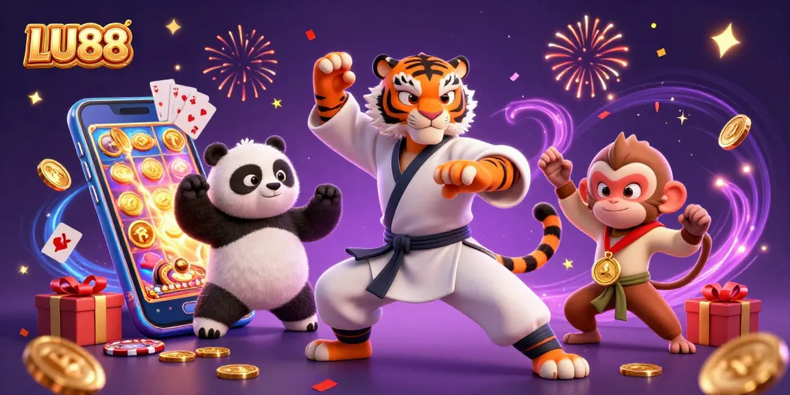 LU88 game's exciting adventures depicted in a vibrant, detailed 3D illustration with engaging characters and casino elements.