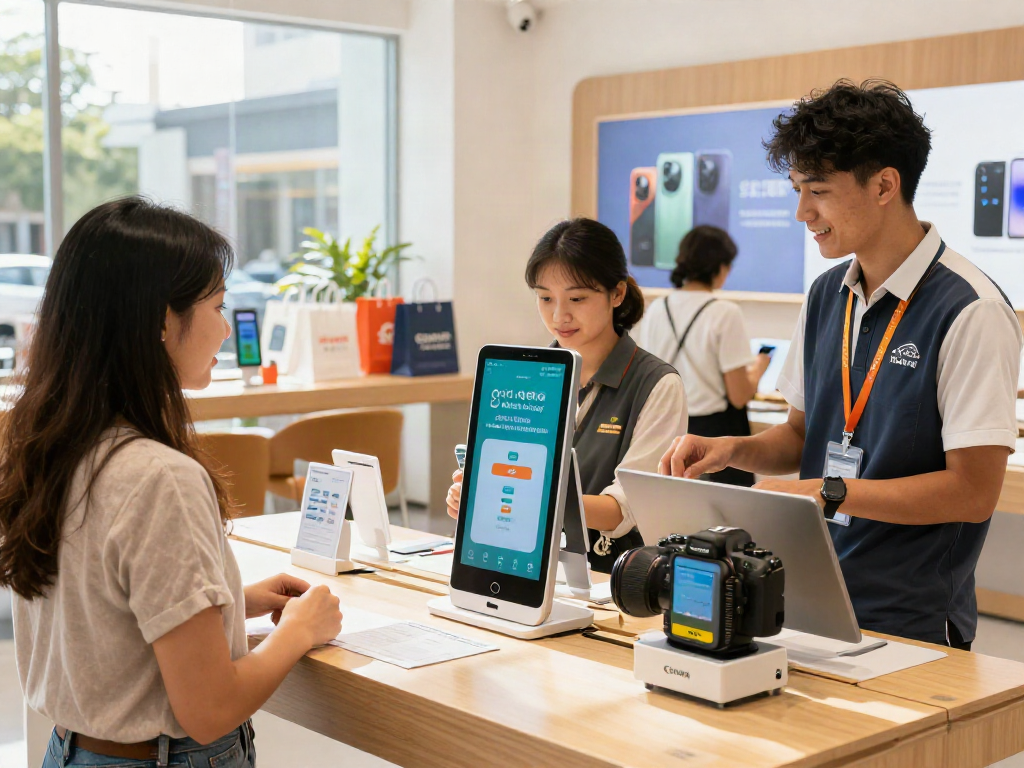 Customer using the slot qris 5000 payment option in a vibrant retail space, showcasing modern shopping experiences.