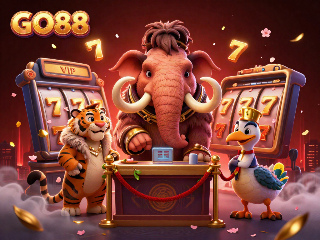 Engage with GO88 at the vibrant casino door featuring a bouncer, VIP guest, and doorman.