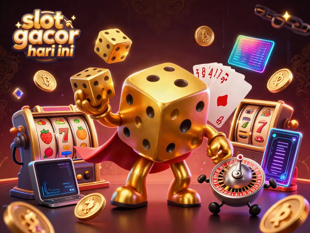 Experience the excitement of slot gacor hari ini with vibrant characters and casino elements in a dynamic 3D scene.
