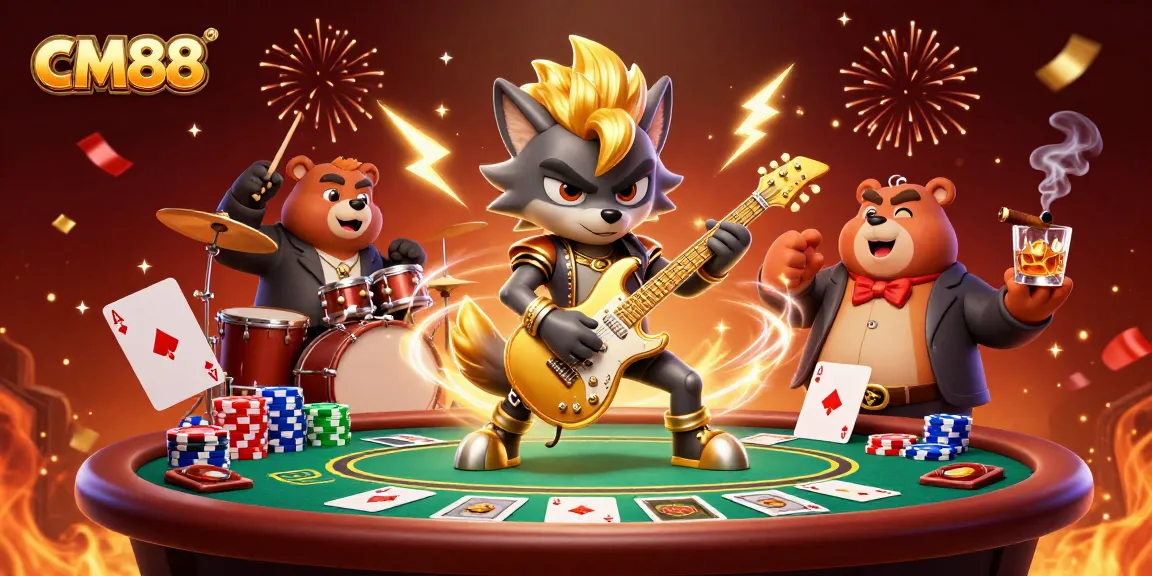 Experience exciting winnings at cm88 with vibrant casino entertainment featuring a rock star wolf!