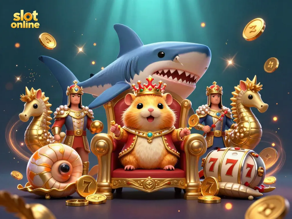 Experience thrilling gameplay with slot online as a fierce hamster king reigns in an underwater casino scene.
