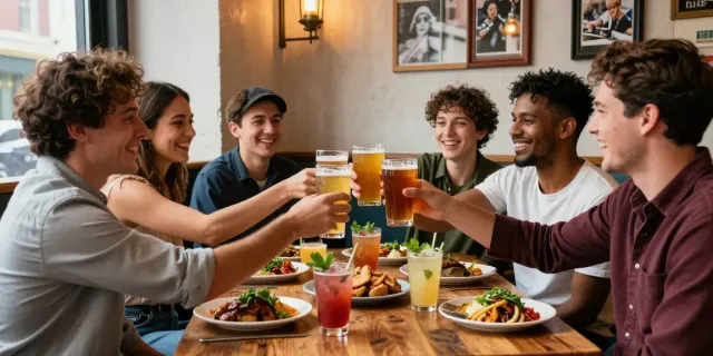 Pengunjung menikmati makanan dan minuman di https://thekegroomnyc.com/ dengan suasana yang hangat dan bersahabat.