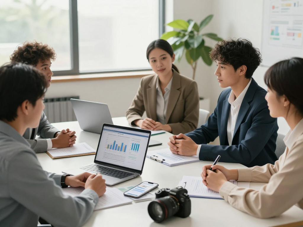 Financial advisors discussing credit consolidation strategies with clients in a modern office.
