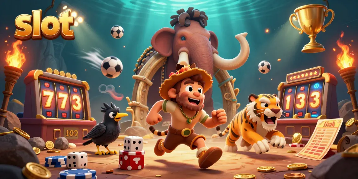 Slot menarik dengan karakter kasino prasejarah dan elemen jackpot yang memukau