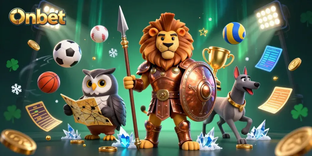 Experience thrilling gameplay on Onbet with vibrant casino elements and animated characters.