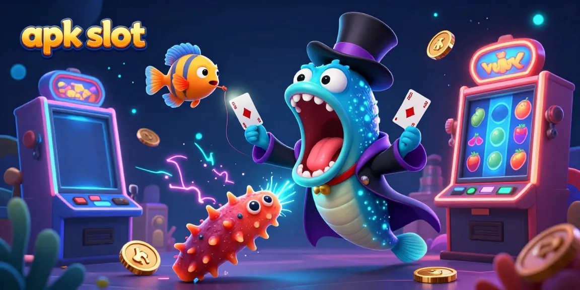 Spinning the reels in a vibrant 3D illustration showcasing the apk slot experience with whimsical sea creatures and colorful slot machines.
