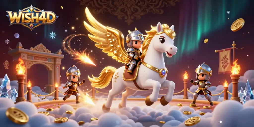 Experience thrilling gameplay with WISH4D, featuring mystical characters and vivid casino elements.