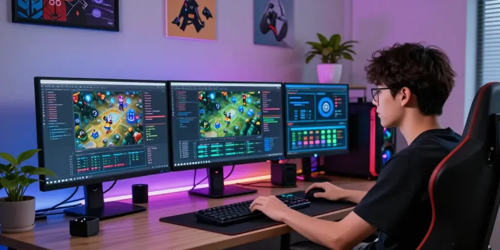 Interactive gaming development workspace showcasing Bos88's artifact management technology in action.
