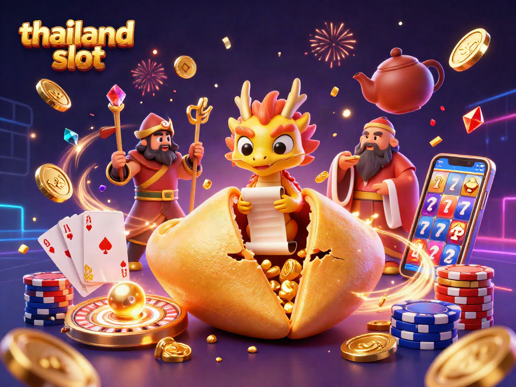Experience the thrill of thailand slot games with a striking, 3D fortune cookie scene full of action and adventure.