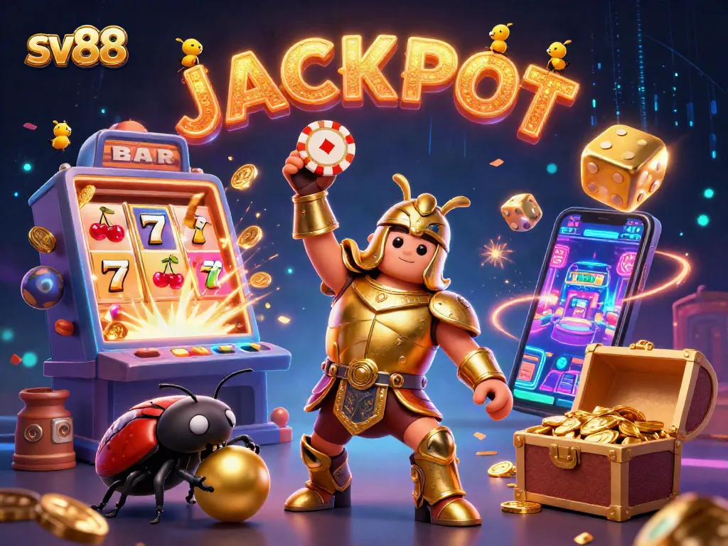 Experience sv88's thrilling jackpot action with dynamic 3D characters and vibrant casino elements.