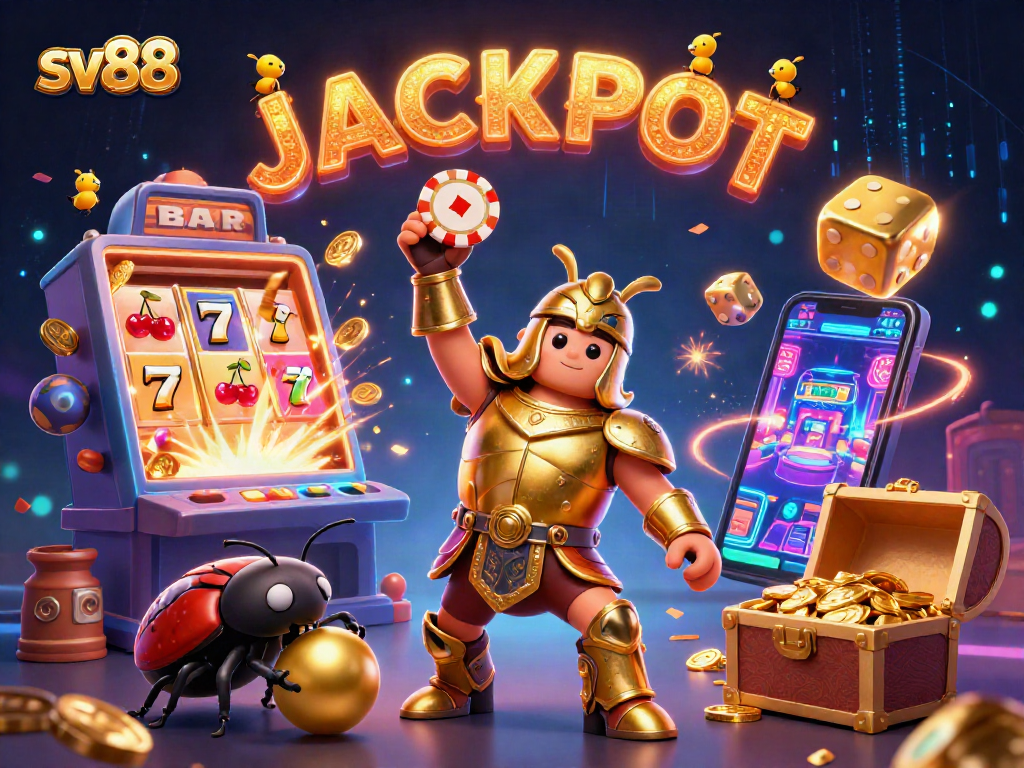 Experience sv88's thrilling jackpot action with dynamic 3D characters and vibrant casino elements.