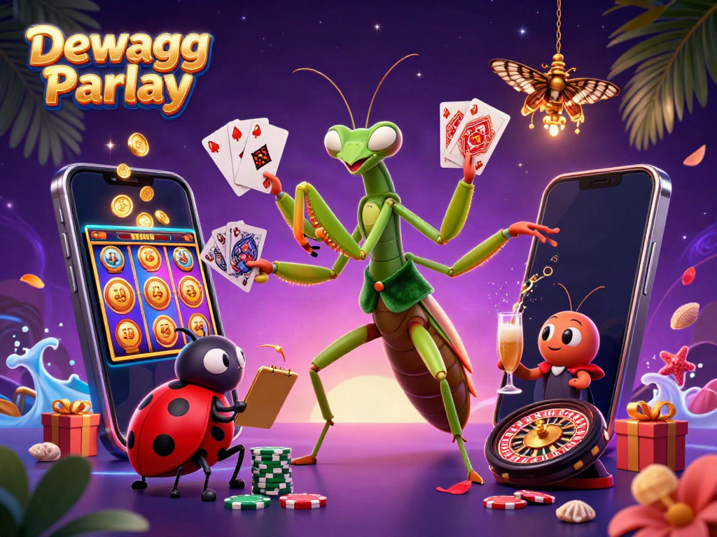 Experience Dewagg Parlay with vibrant characters, dynamic gaming elements, and a lively atmosphere.