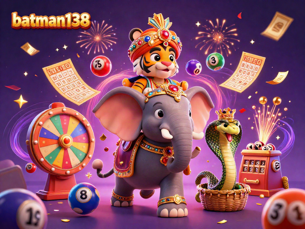Experience the thrill of batman138 with dynamic scenes of colorful lottery elements and enchanting casino ambiance.