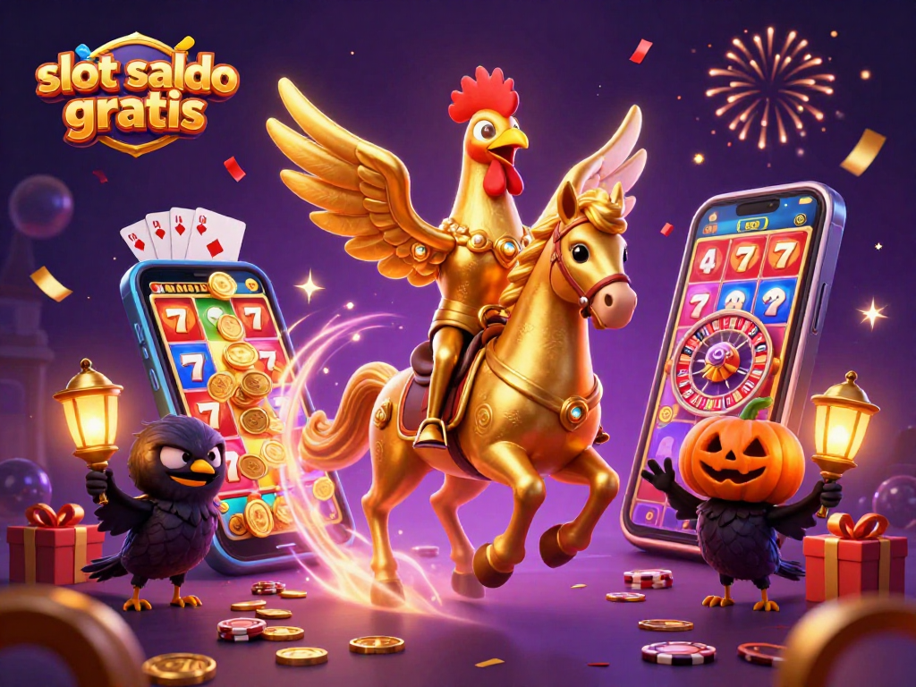 Spin the reels with slot saldo gratis in a vibrant casino scene filled with festive elements.