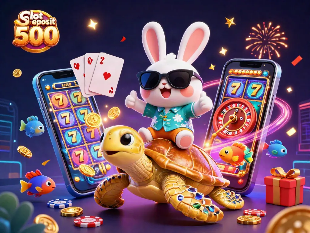 Engage with exciting slot deposit 500 experiences featuring lucky characters and vibrant casino elements.