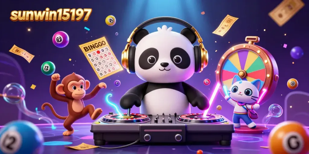 Experience the excitement of sunwin15197 with vibrant casino-themed characters and interactive elements in a lively scene.