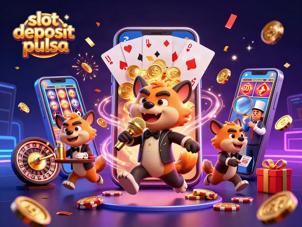 Experience exciting slot deposit pulsa action with vibrant hyenas in a dynamic casino scene.
