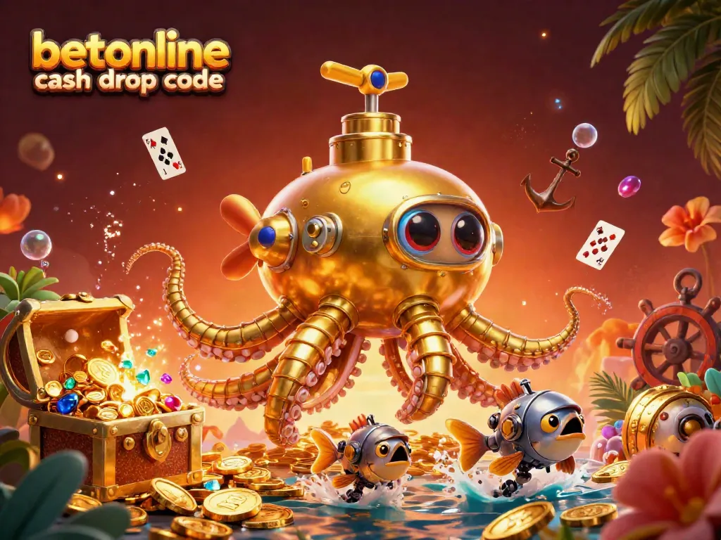 Claim bonuses with the betonline cash drop code in an illustrated underwater casino scene.