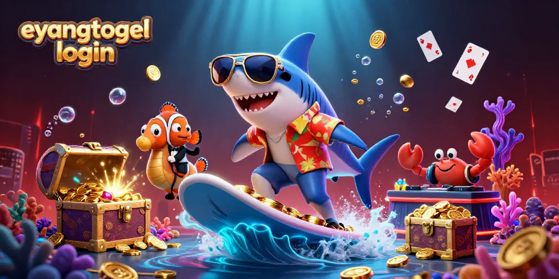 Experience the excitement of eyangtogel login with vibrant characters and dynamic casino-themed elements in this lively 3D scene.