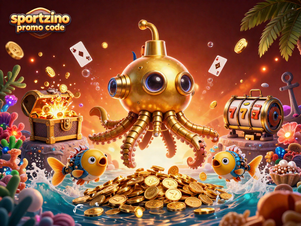 Engage with Sportzino promo code to unlock thrilling wins amid a vibrant casino treasure scene.