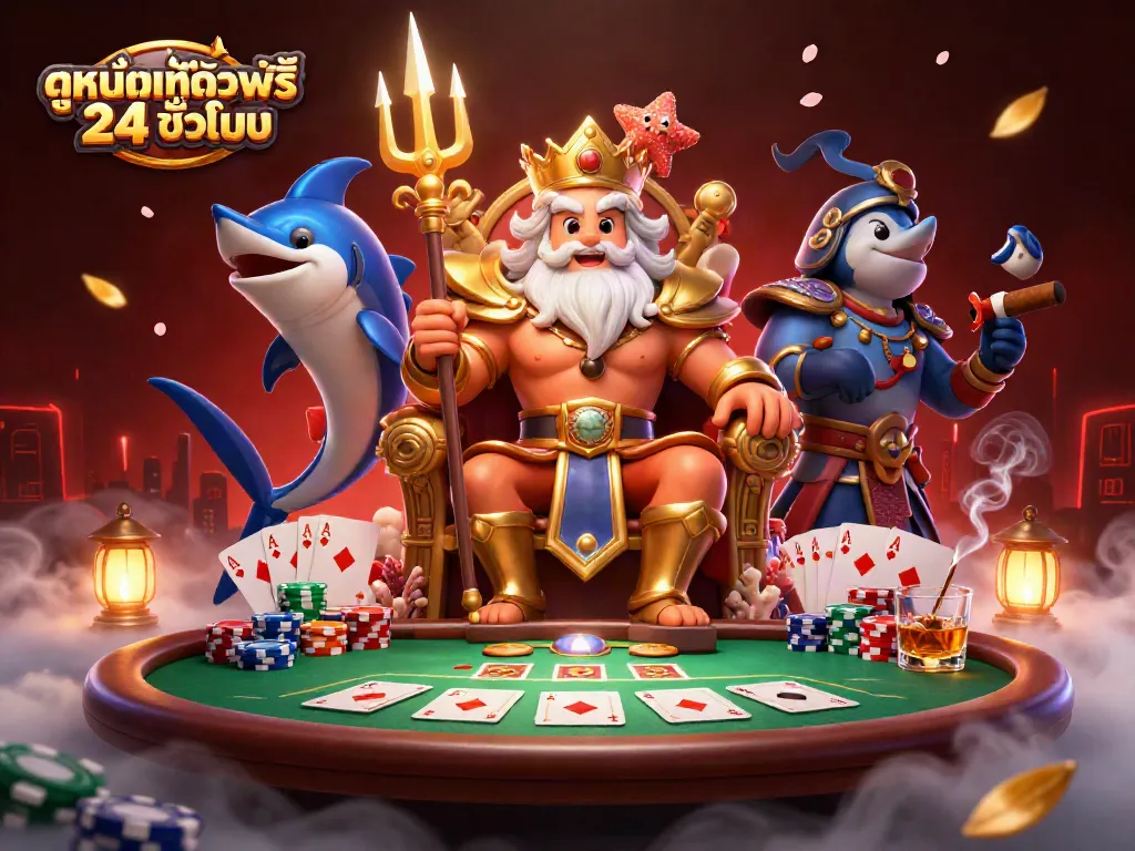 Experience ดูหนังออนไลน์ฟรี 24 ชั่วโมง with Neptune and samurai at the vibrant casino scene.