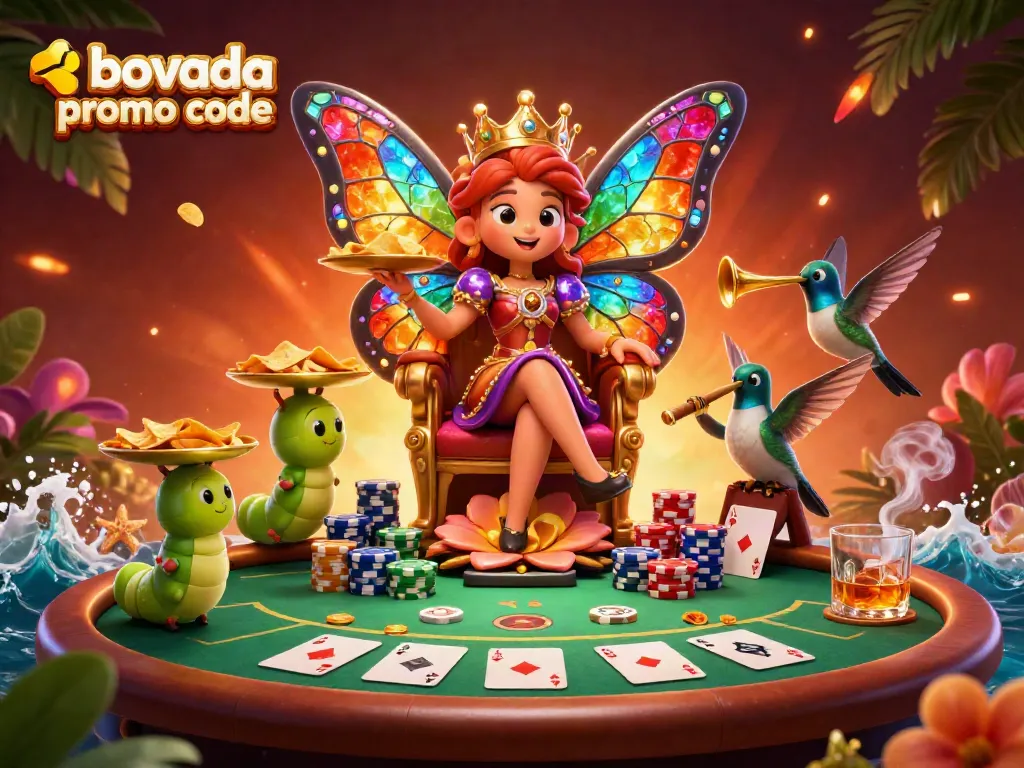 Experience vibrant gameplay with the latest bovada promo code, featuring a royal flush and lively casino elements.