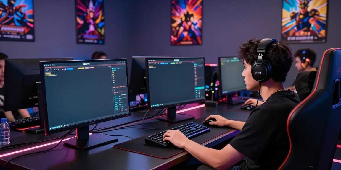 Permainan ratutogel dalam suasana gaming modern, dengan pemain fokus di meja gaming dan monitor yang menampilkan antarmuka taruhan.